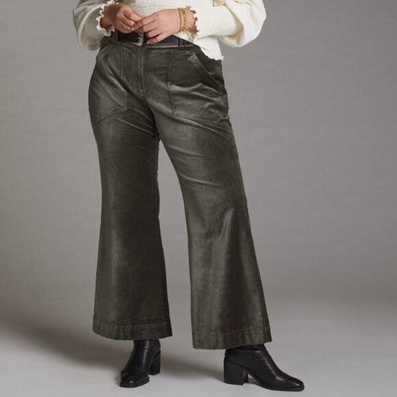Anthropologie Maeve Velvet Bootcut Pants Grey 20W - Picture 4 of 9